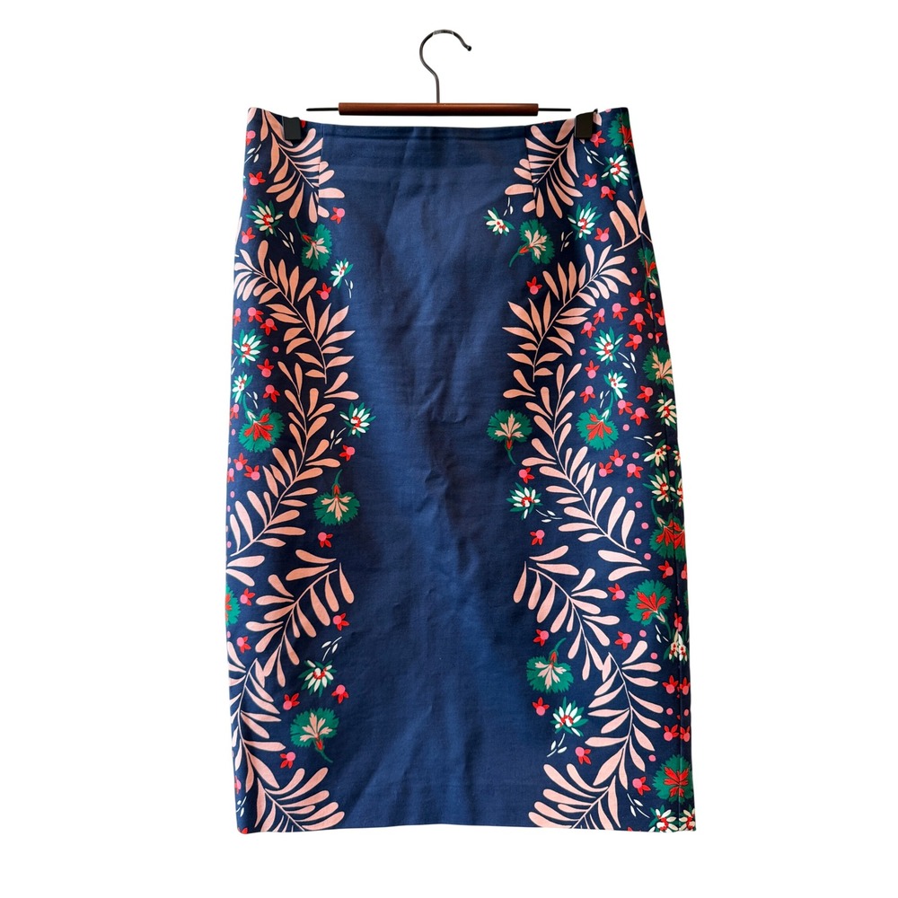 Boden Richmond Pencil Skirt Women 6 Navy Floral Cottagecore Career Office Preppy